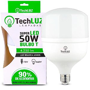 Lampada Super LED 50W BULBO T - Luz Branca Fria - 6500k - 4250lm