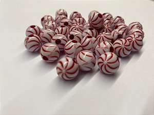 10 Miçangas Pesca Catavento 12mm Branca e Vermelha