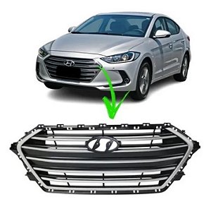 Grade Dianteira Hyundai Elantra 2017 2018 Preta Com Moldura Cinza