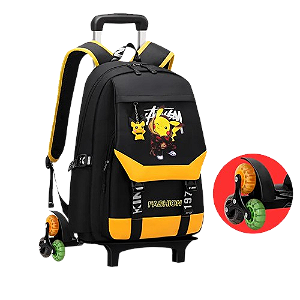 Mochila com Carrinho Escolar Pokémon de Roda Tripla