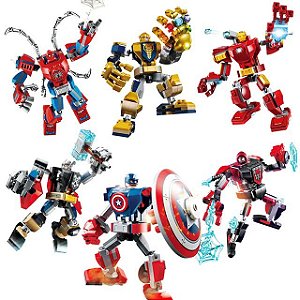 Pack 6 Action Figures Marvel 20Cm - Blocos de Montar