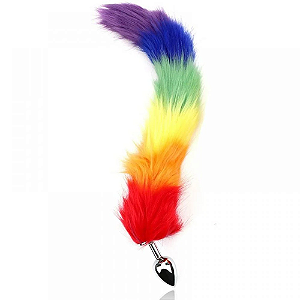 Plug Anal em Metal com Rabo Colorido