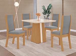 SALA DE JANTAR NAOMI 0.90 + 04 CADEIRAS BEATRIZ FREIJO / OFF WHITE / OFF WHITE / DEL CINZA