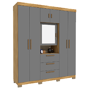 ROUPEIRO CATANIA LUXO C/ESPELHO - FREIJO/GRAFITE