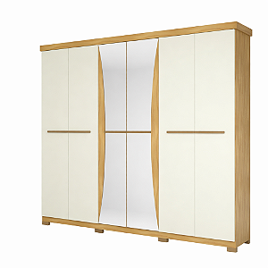 Roupeiro Sancho 6 Portas C/espelho - Freijo/Off