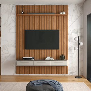 CONJUNTO PAINEL FRISADO OSLO JEQUITIBA + BANCADA BALI 1.9
