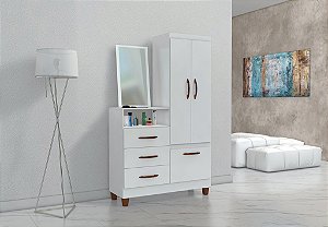 COMODA MULTIUSO ARATUBA/CARNAÚBA C/ESPELHO - BRANCO FOSCO