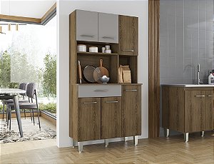 KIT ARMARIO LETICIA 3 PORTAS - MEL/TITANIO