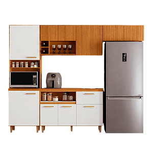 Cozinha de parede Sicilia Compacta 7 Portas - Freijo Uv/Off Ace/Rip