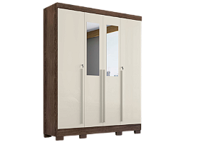 Roupeiro Domus 4 Portas C/espelho - Ype/Areia