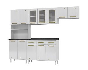 Cozinha Compacta 44 Diamante New 03 Portas De Vidro Com Kit P/microondas - Branca