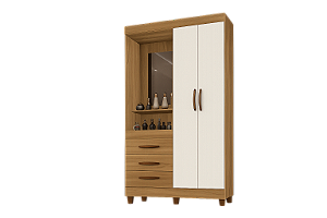 Roupeiro Cravo/Canela Solteiro 2 Portas C/espelho - Freijó/Off White