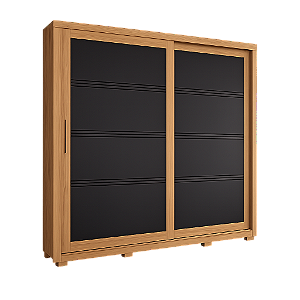 Roupeiro Medelin 02 Portas Deslizantes Nature/Preto Hp