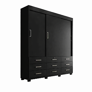 Roupeiro Itapema II 03 Portas De Correr - Preto