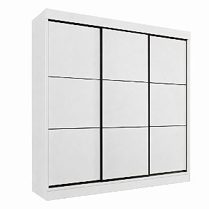 Roupeiro Tokio 03 Portas De Correr - Branco Brilho
