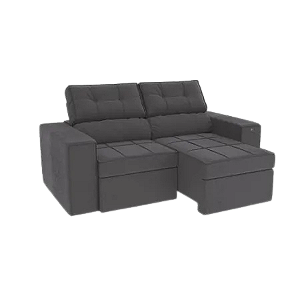 Estofado Retratil E Reclinavel Lanus 2,06M Boucle Chumbo