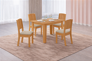 Sala De Jantar Tais 1.20 + 4 Cadeiras Star Freijo Freijo Castor