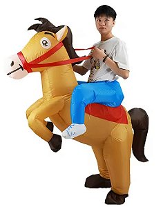 Fantasia Inflável de Cavalo com Cavaleiro – Infantil e Adulto