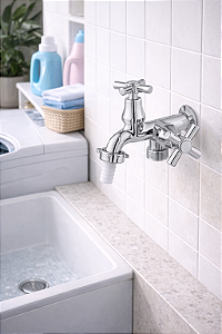 Torneira Dupla - Para Tanque e Maquina vedante