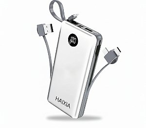 Power Bank 20.000mah Haixia Carregador Rápido Com Display Portátil Branco