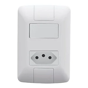Interruptor + Tomada 2P+T 10A 4x2 Simples Aria Branco Kit 5 un