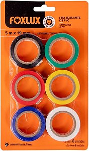 Fita Isolante Foxlux - Cores - Blister C/6 5 Mts