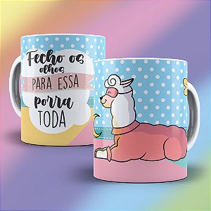 Caneca Lhama Irritada - Fecho os olhos