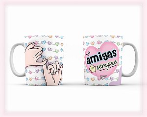 Caneca Melhores Amigas em Porcelana 325ml | Presente de Amizade Caneca Decorada