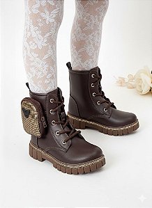 Bota/Coturno Nilqi Malu Bolsinha Cano Baixo Marrom-Café