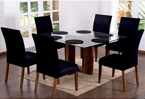 Capa de Cadeira Elástica Preta 06 Lugares