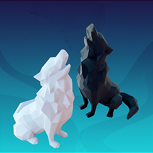 Escultura de lobo( Branco ou Preto)