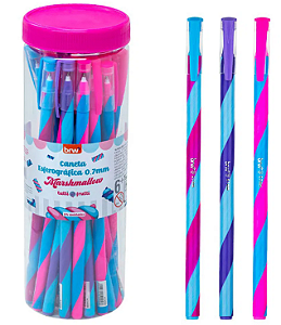 Caneta Esferográfica Brw Marshmallow 0,7 Mm - rosa, azul, roxa, lilás