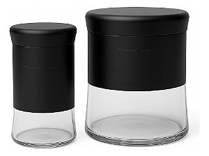 Kit 1 Porta Mantimentos + 1 Porta Temperos Versatile - Wolff Preto