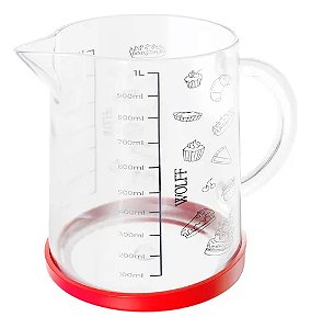 Jarra Medidora Copo Dosador 1l Base Silicone Decorada Incolor