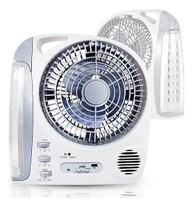 Ventilador 6 Em 1 Portátil Usb Multifuncional Led Multimidia Cinza