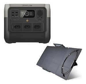 Kit Gerador De Energia Ecoflow River 2 Pro 127v Br Inclui Painel Solar 110w Portátil