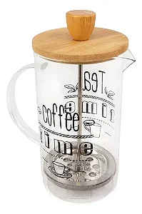 Cafeteira de Vidro 600ml Tampa de Madeira