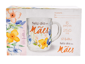 Kit Caneca de Vidro 6 Peças Dia das Mães