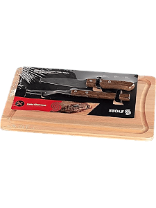 Kit Churrasco Tabua 34x27Cm Com Garfo E Faca