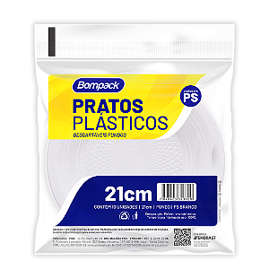 Prato Descartável C/10 21cm Branco