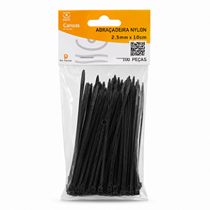 Abraçadeira Nylon 100 Peças 2,5mm x 10cm Preto