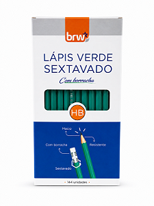 Lápis Verde Sextavado com Borracha Caixa com 144 Unidades