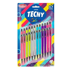 Lapiseira 12 Peças 0,7mm Tecny Colors