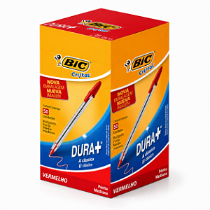 Caneta Bic Cristal Vermelha Caixa com 50 Unidades