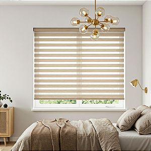 Persiana Rolo Dupla Zebra 100x160 cm Bege Linho