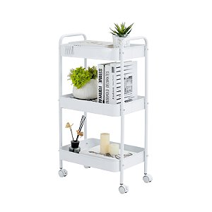 Carrinho Multiuso Gala 3 Prateleiras em Metal Branco
