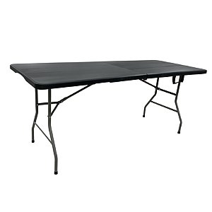 Mesa Dobrável Maleta Multiuso 180cm Preta com Alça para Transporte