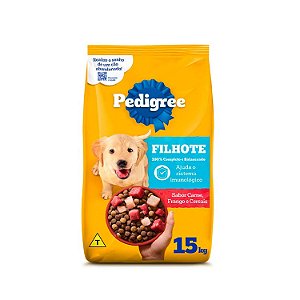 Ração Pedigree para Cães Filhotes de Porte Médio e Grande Sabor Carne, Frango e Cereais 15Kg