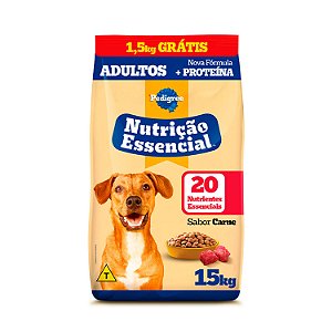 Ração Pedigree Nutrição Essencial Carne para Cães Adultos 15Kg