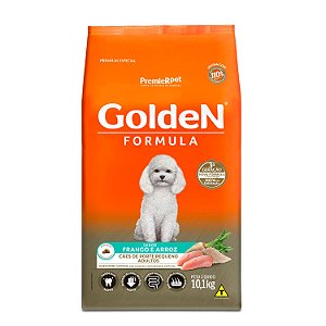 Ração Golden Fórmula Mini Bits para Cães Adultos de Porte Pequeno Sabor Frango e Arroz 10Kg e 15 Kg